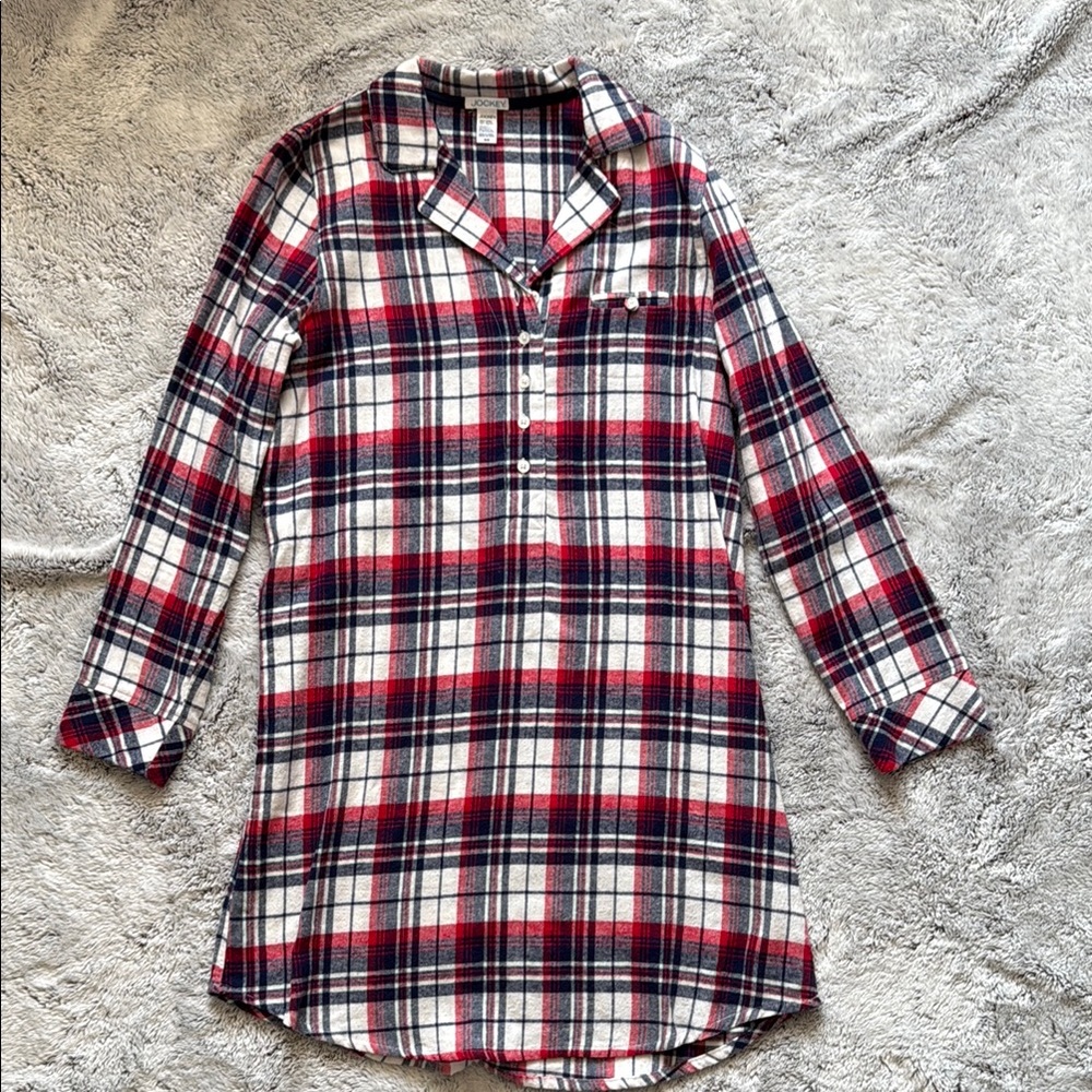 Red White and Blue Plaid Flannel Dress!